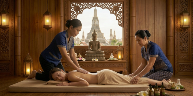 Thai négykezes masszázs kezelés